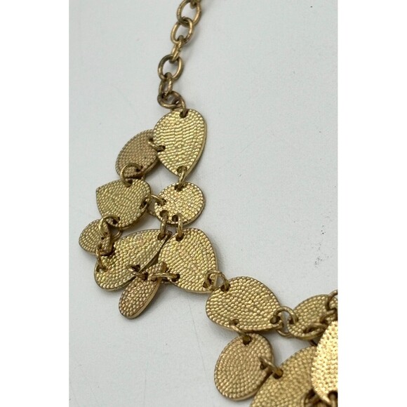 Boho‎ Style Gold Tone Textured Tear Drop Disk Chain Necklace Lobster Clasp EUC - Picture 12 of 13